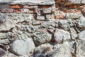 brick wall, cobbles, plaster