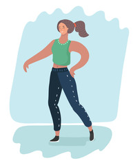 The dancing girl moving