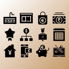 Money, padlock and dollar related premium icon set
