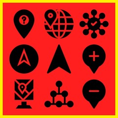 Simple 9 icon set of map related [iconsRandom:4] vector icons. Collection Illustration