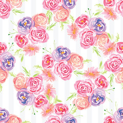 Hand-painted watercolor floral rose Pattern