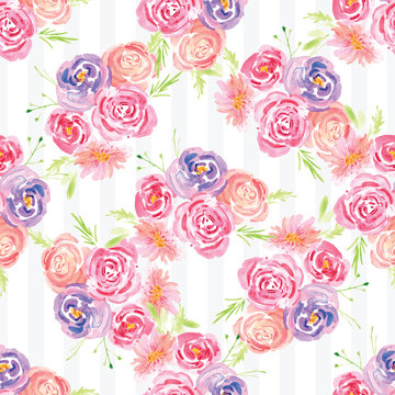 Hand-painted watercolor floral rose Pattern © Rasveta