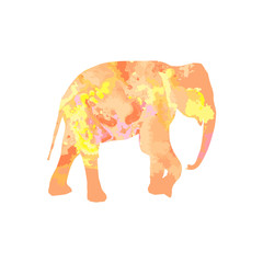 silhouette of an elephant with a watercolor texture