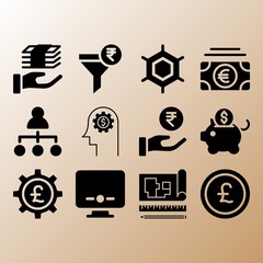 Money, benzene and pound sterling related premium icon set