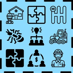 Simple 9 icon set of teamwork related [iconsRandom:4] vector icons. Collection Illustration