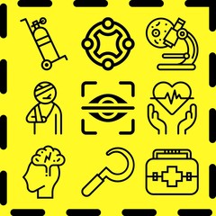 Simple 9 icon set of medical related [iconsRandom:4] vector icons. Collection Illustration