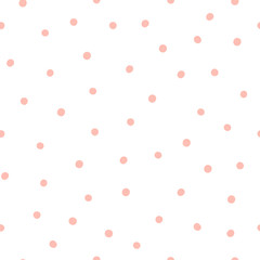 Cute polka dots pink and white seamless pattern. 