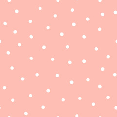 Cute polka dots pink and white seamless pattern. 