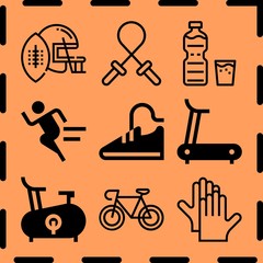 Simple 9 icon set of fitness related [iconsRandom:4] vector icons. Collection Illustration