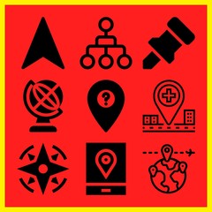 Simple 9 icon set of map related [iconsRandom:4] vector icons. Collection Illustration