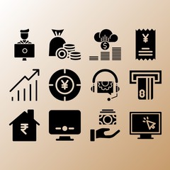 Student, money bag and monitor related premium icon set