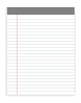 Lined Letter Format Writing Pads With Margin, Vector Mock Up