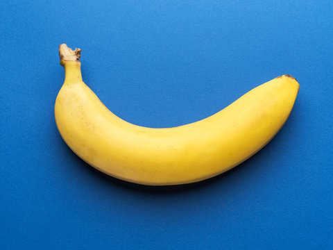 Banana on the blue background.
