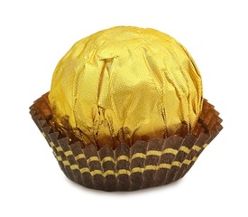 Brown Round Chocolate Candies in Gold Package