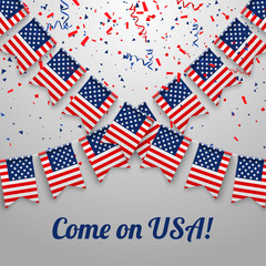 Fototapeta premium Come on USA! Background with national flags.