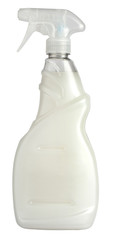 White container with sprayer on white background