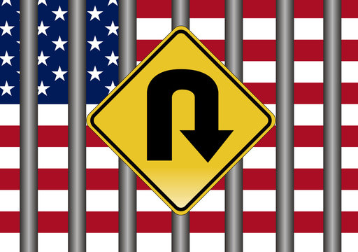 The Closing of the American Border. Concept sign for the American restriction of immigration