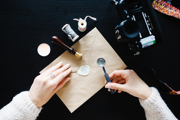 table top calligrapher, envelope tape seal sealing wax