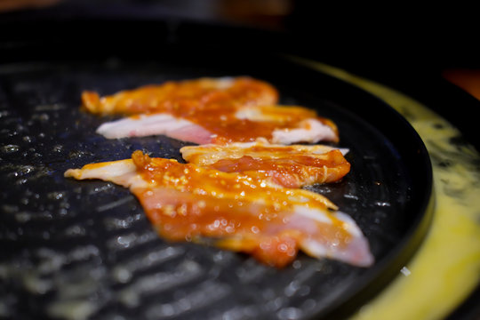 Roasted korean meat in restaurant