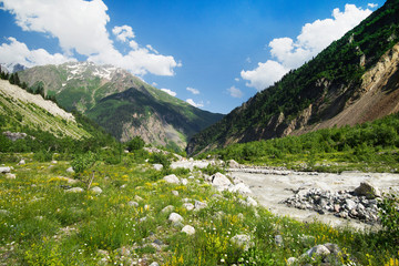 Mountain river in the region of Svaneti, Georgia