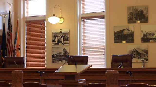 Pan of an count court house room, now used for the county commissioner and council members.