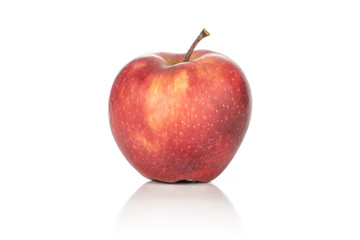 One apple red delicious with a light blush isolated on white background.