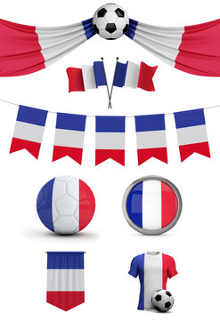 France flag soccer sports collection. 3D Rendering