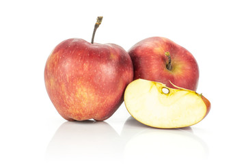 Fototapeta na wymiar Red delicious two apples and one slice isolated on white background.
