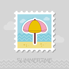Beach Parasol flat stamp