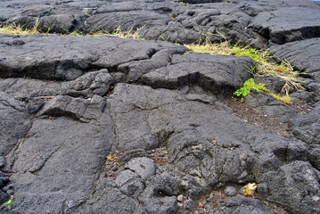 Reunion island seascape, landscape. Black sand, volcanic rocks.