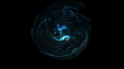 Blue energy sphere distortion abstraction animated background. Plasma sphere with energy charges.