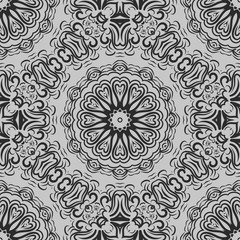 Floral Geometric Pattern with hand-drawing Mandala. Vector super illustration. For fabric, textile, bandana, scarg, print