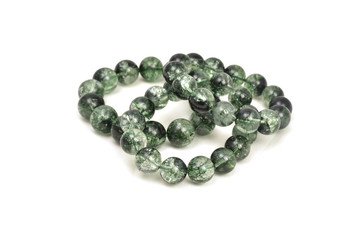 Genuine Green Phantom Quartz Bracelet  or green garden quartz lucky stone white isolated background