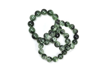 Genuine Green Phantom Quartz Bracelet  or green garden quartz lucky stone white isolated background