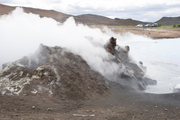 Landschaft beim Mývatn Nature Bath / Kieselgurwerk  in Nord-Island