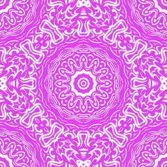Floral Geometric Pattern with hand-drawing Mandala. Vector super illustration. For fabric, textile, bandana, scarg, print