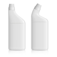 A set of realistic white plastic bottles for gel-cleaning
