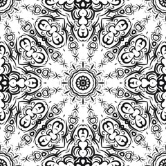 Floral Geometric Pattern with hand-drawing Mandala. Vector super illustration. For fabric, textile, bandana, scarg, print