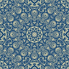 Floral Geometric Pattern with hand-drawing Mandala. Vector super illustration. For fabric, textile, bandana, scarg, print.