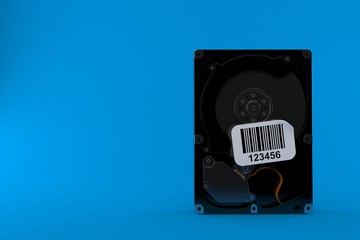 Hard drive with barcode sticker