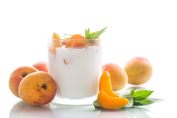 homemade yogurt with ripe apricots