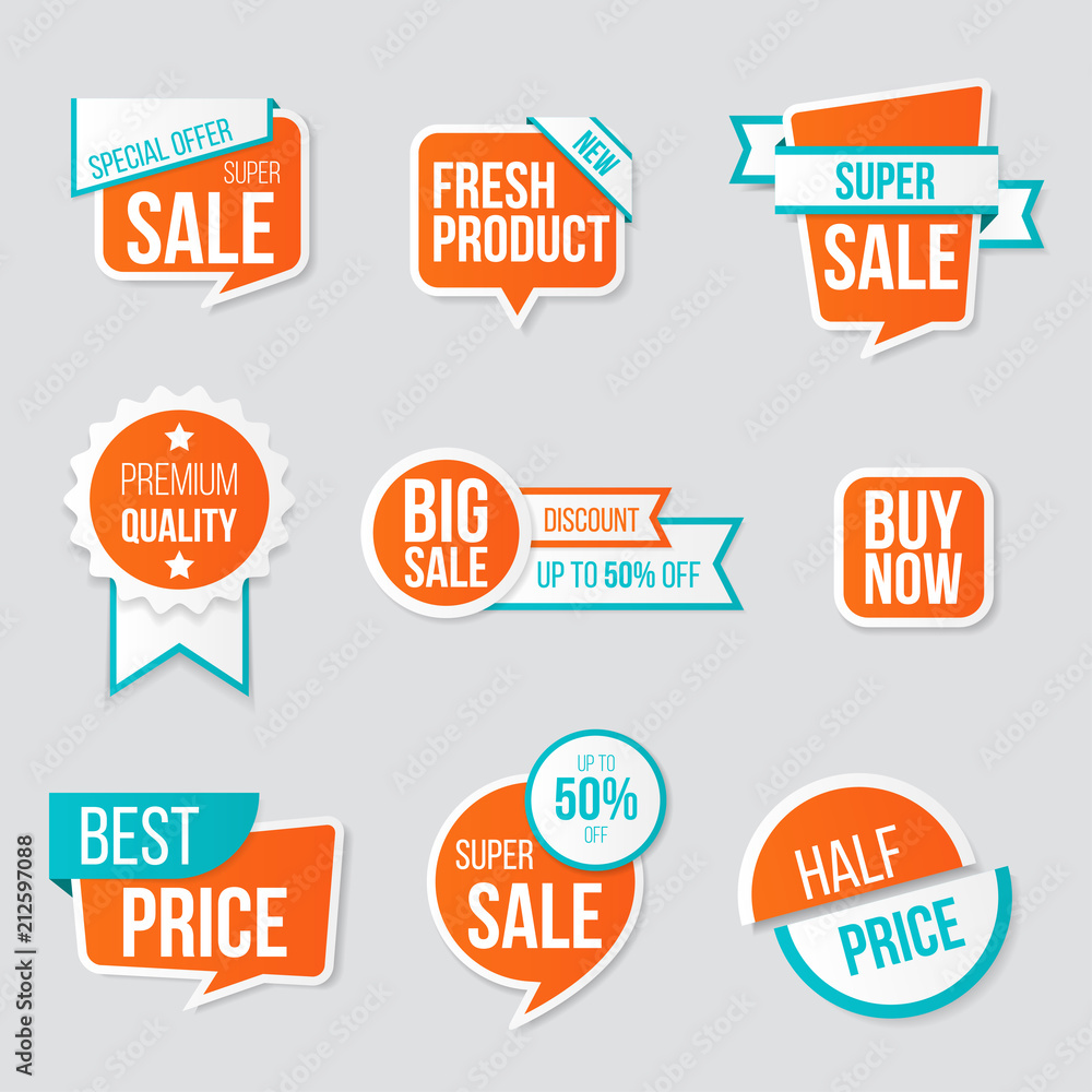 Wall mural set of sale banner collection, discount tag, special offer banner. vector illustration