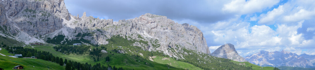 Beautiful summer mountain view of Sella group on Dolomites