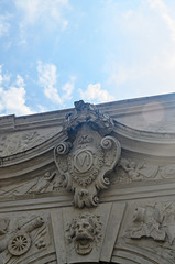 ALBA IULIA, ROMANIA - AUGUST 6, 2017: Citadel fortress Alba Carolina, detail of  courtyard near the third gate