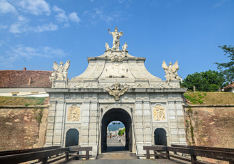 ALBA IULIA, ROMANIA - AUGUST 6, 2017: Citadel fortress Alba Carolina, courtyard near the third gate