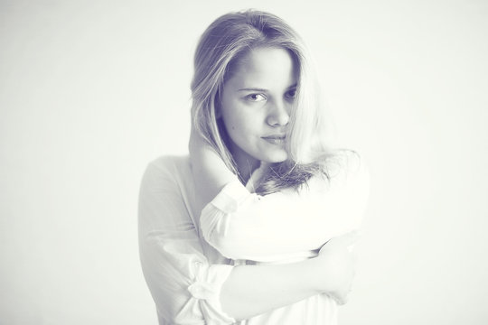 Bright Portrait Of Blond In High Key