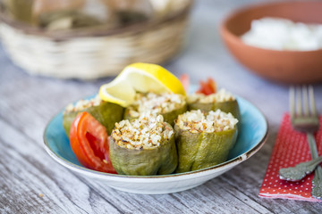 Traditional Turkish foods; stuffed pepper (biber dolmasi)