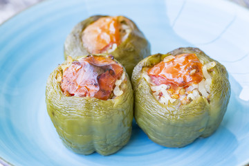 Turkish foods; stuffed peppers (biber dolmasi)