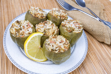 Turkish foods; stuffed peppers (biber dolmasi)