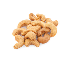 cashew nuts heap on white background